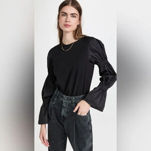 Something Navy | Cinched Bell Sleeve Top XXS Black